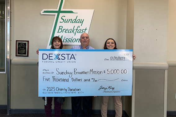 DEXSTA Federal Credit Union donates $5,000 to Sunday Breakfast Mission
